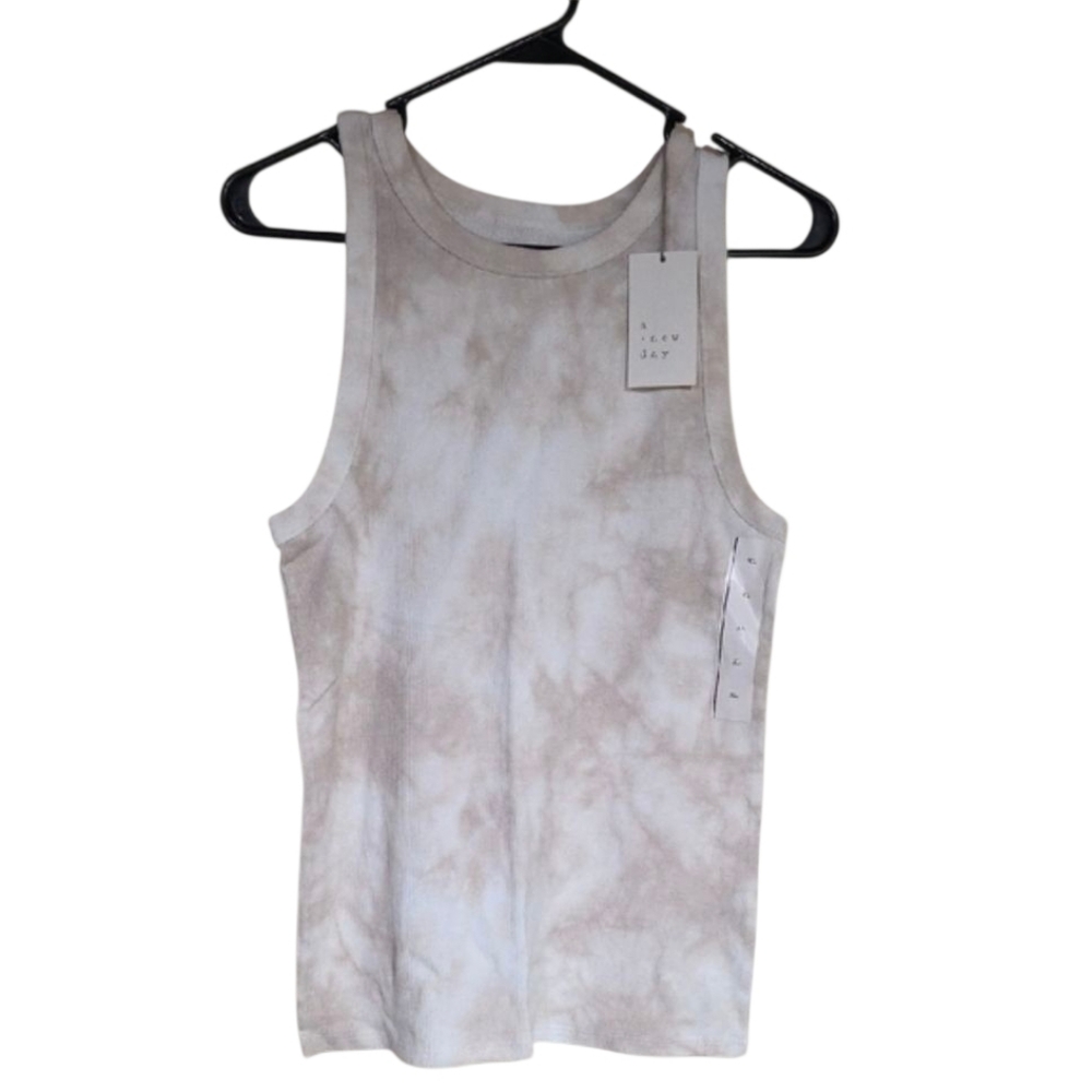 Neutral Tie-Dye Ribbed Tank Top